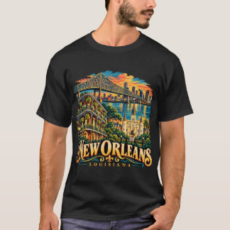 T-shirt Vieux La Nouvelle-Orléans Louisiane Art de Voyage