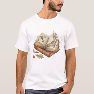 T-shirt Vieux livre ouvert avec des histoires de clé magiq