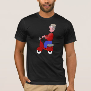 T-shirt Vieux Monsieur Drôle à Scooter Rouge