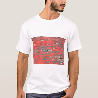 T-shirt Vieux Mur De Briques Avec Peinture Rouge Peinture
