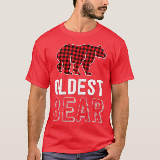 T-shirt Vieux Ours Rouge Buffalo Plaid Correspondant Famil