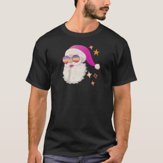 T-shirt Vieux Père Noël Face Pink Vintage Christ