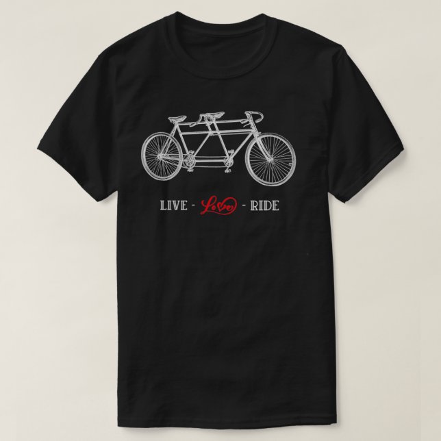 T-shirt Vieux Tandem Vélo Vivre, amour, chevaucher blanc g (Design devant)