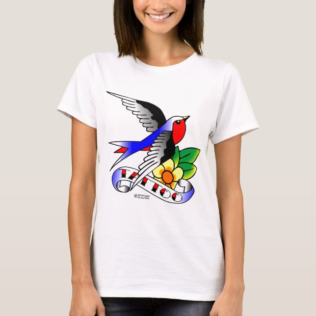 T-shirt Vieux tatouage d'hirondelle de Skool (Devant)