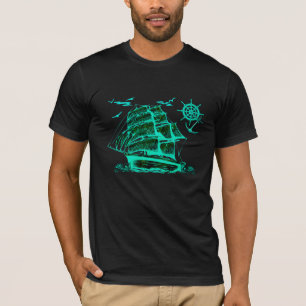 T-shirt Vieux voilier avec graphisme vert