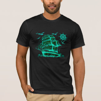 T-shirt Vieux voilier avec graphisme vert