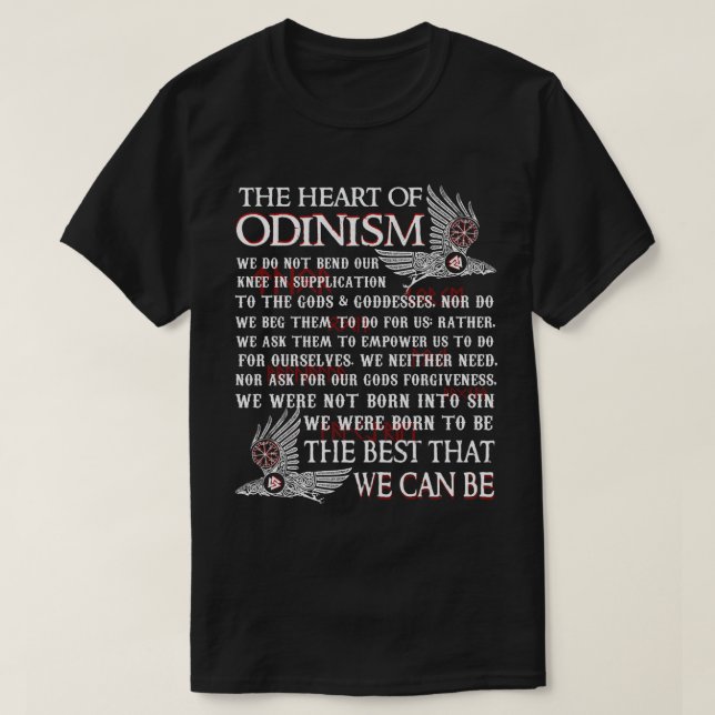 T-shirt Viking Le Coeur Du Corbeau De L'Odinisme (Design devant)