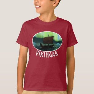 T-shirt Viking Navire Et Lumières Du Nord