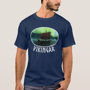 T-shirt Viking Navire Et Lumières Du Nord