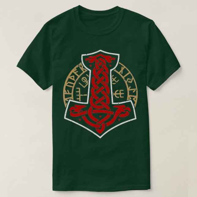 T-shirt Viking Norvège Norvégien Scandinave Mjolnir Hamme (Design devant)