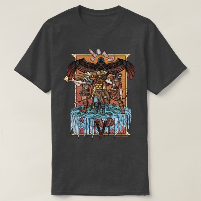T-shirt Viking Trio explorant Valheim (Design devant)