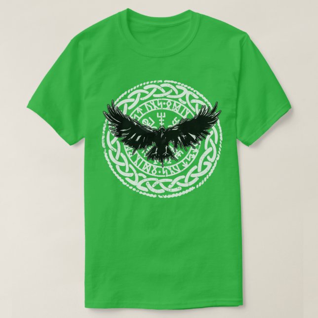 T-shirt Viking Vikings Norse nordique Scandinave Raven Veg (Design devant)