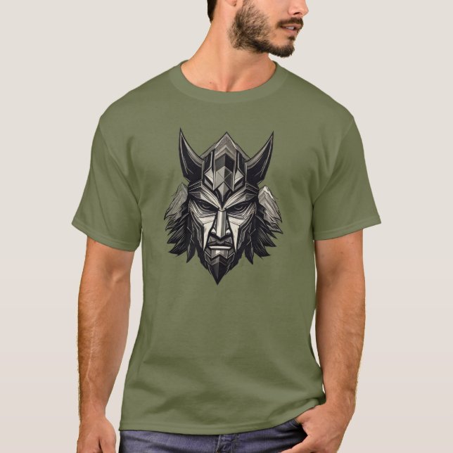 T-shirt Viking Wolf Warrior – Luxury Nordic Mask Design T- (Devant)