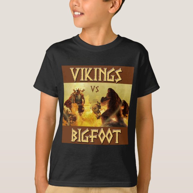 T-shirt VIKINGS contre BIGFOOT - imaginaire drôle Mashup (Devant)