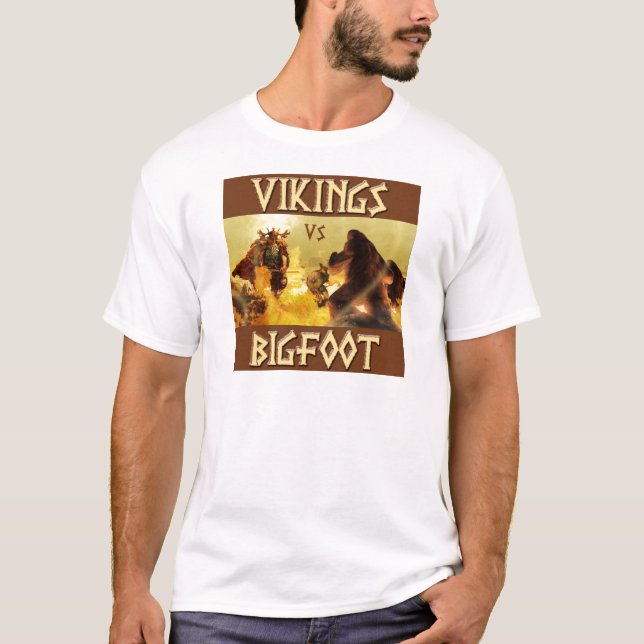 T-shirt VIKINGS contre BIGFOOT - imaginaire drôle Mashup (Devant)