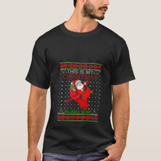 T-shirt Vilain Jeu de Noël Style Père Noël équitation Card