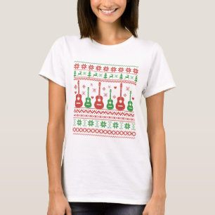 T-shirt Vilain joyeux pull de Noël guitare acoustique