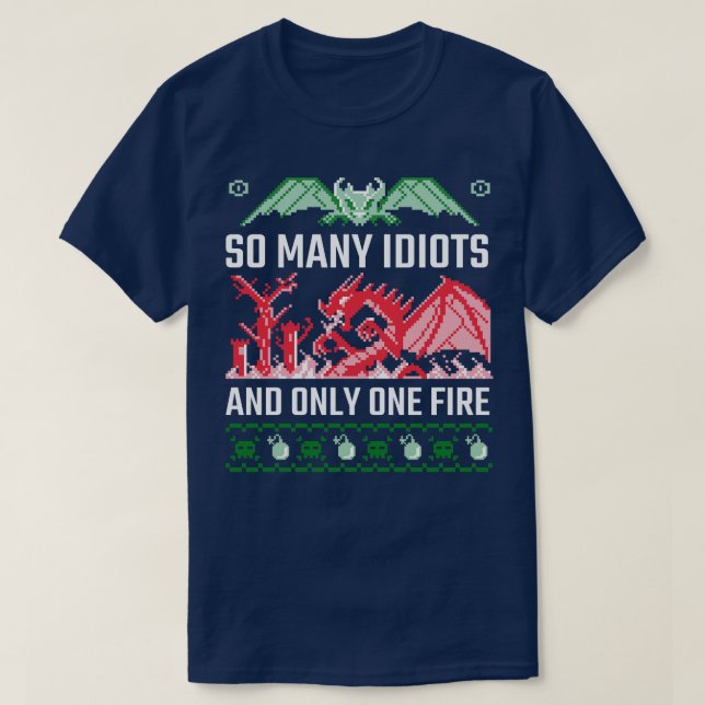 T-shirt Vilain Noël Tant d'Idiots Dragon (Design devant)