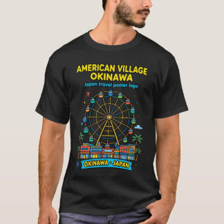 T-shirt Village américain Okinawa Japon Affiche de voyage