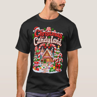 T-shirt Village de cannes de bonbons de Noël Candyland