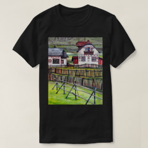 T-shirt Village de Transylvanie, Peinture des paysages rou