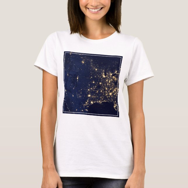 T-shirt Ville Des États-Unis La Nuit. (Devant)