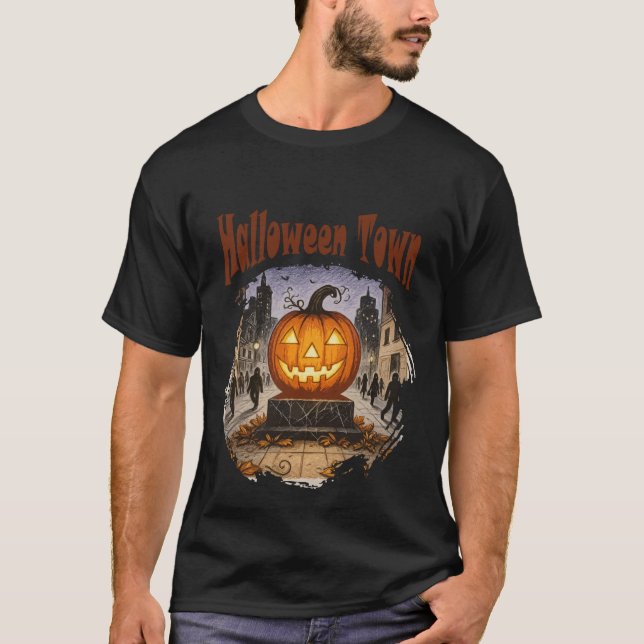 T-shirt Ville d'Halloween (Devant)