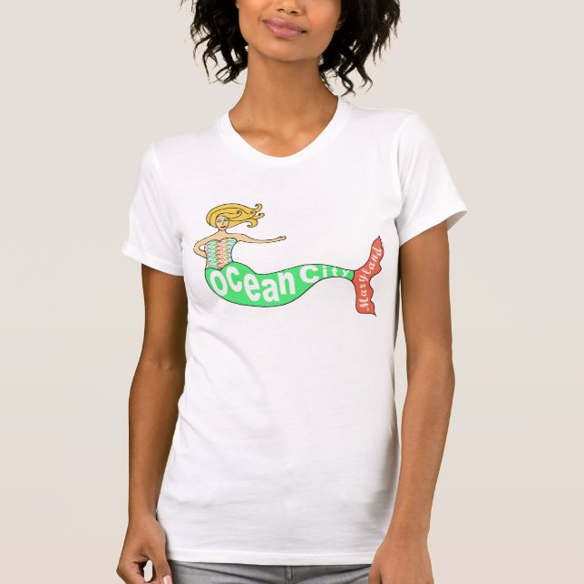 T-shirt Ville d'océan, sirène du Maryland (Devant)