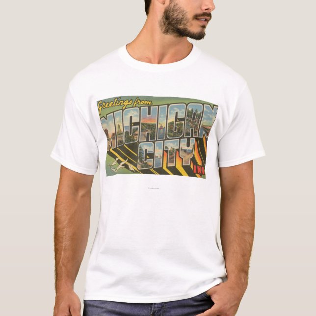 T-shirt Ville du Michigan, Indiana - grandes scènes de (Devant)