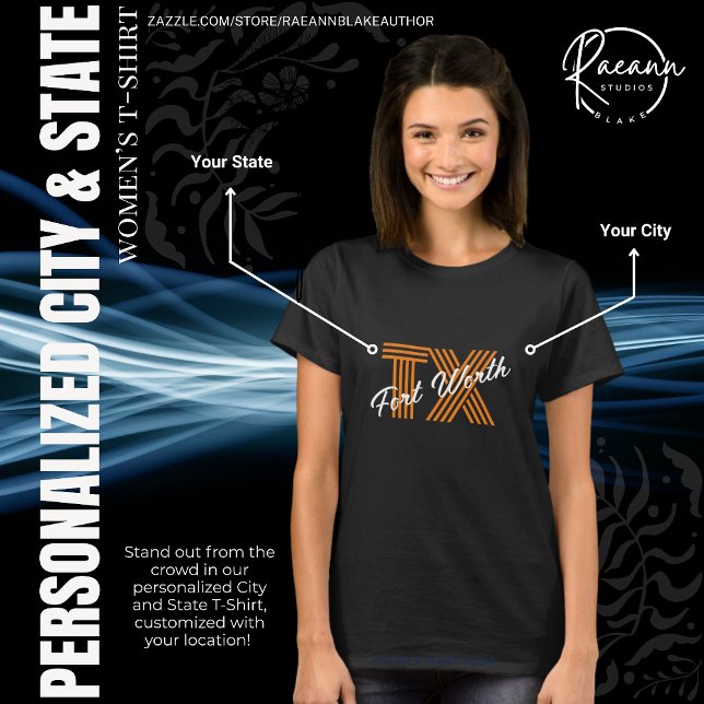 T-shirt Ville et État personnalisé (Créateur téléchargé)