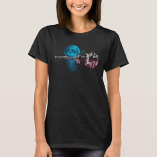 T-shirt Ville Moderne Réflexion de la lune de guitare natu