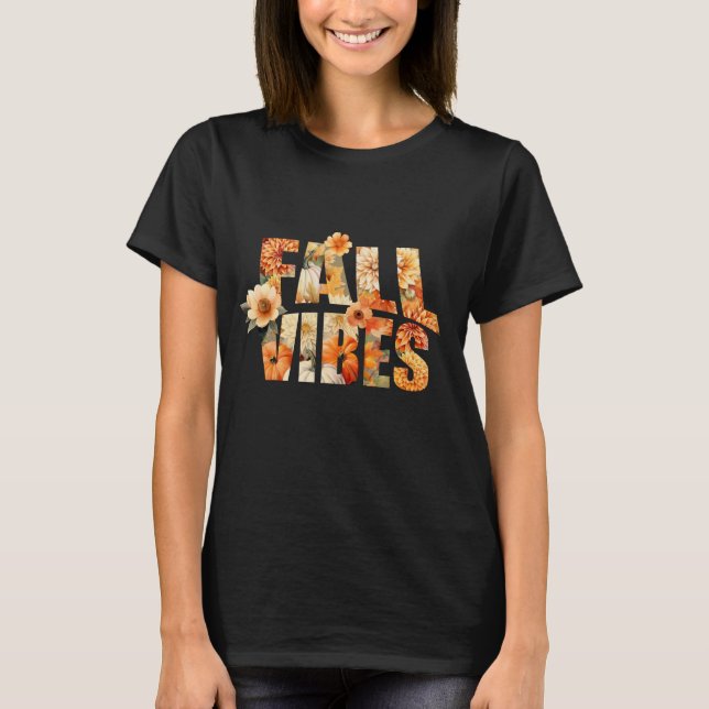 T-shirt Villes d'automne aquarelle fleurs sauvages feuille (Devant)