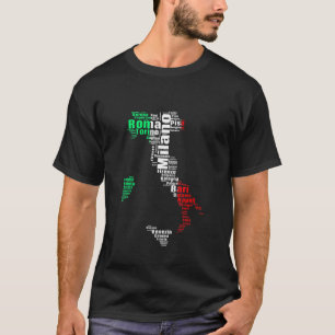 T-shirt Villes italiennes Italie Love Drapeau Boots Carte