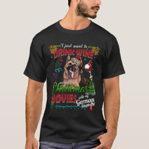 T-shirt Vin À Boire Regarder Les Films De Noël Avec Mon Al