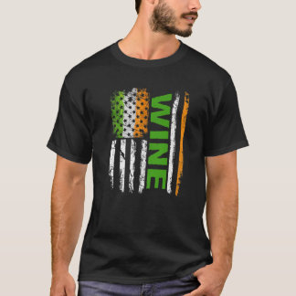 T-shirt Vin Drapeau Américain Distressed St Patrick's Day