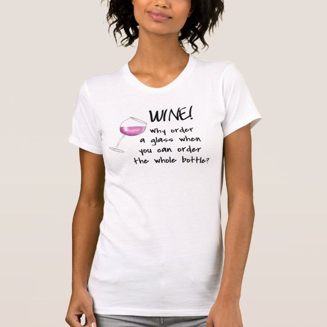 T-shirt Vin - drôle noir rouge de bouteille entière (Devant)