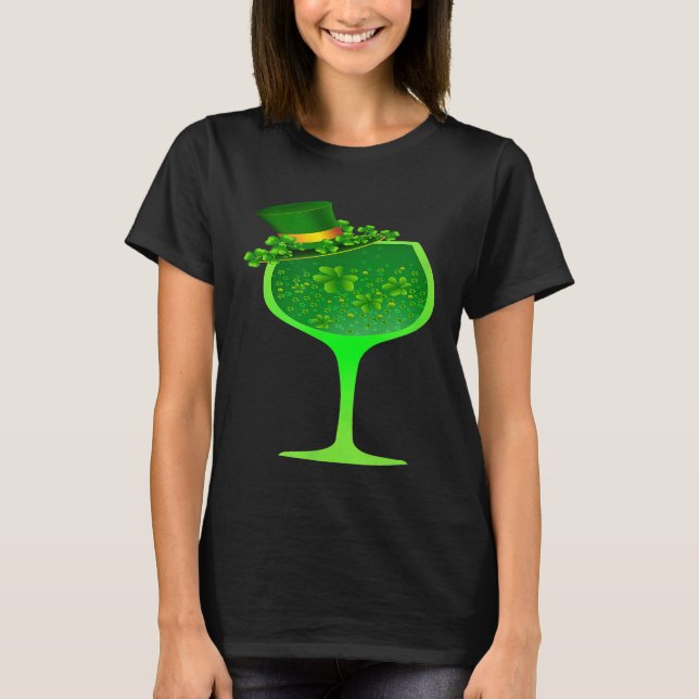 T-shirt Vin Jour de la Saint Patrick Verre avec Casquette  (Devant)