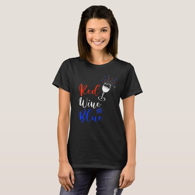 T-shirt Vin rouge 4 juillet bleu (Devant entier)