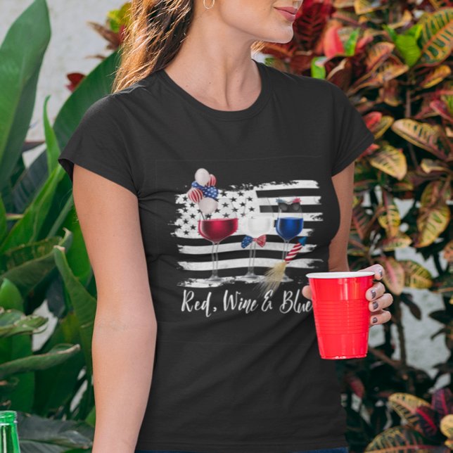 T-shirt Vin rouge Bleu 4 juillet Drapeau de l'Indépendance (Créateur téléchargé)