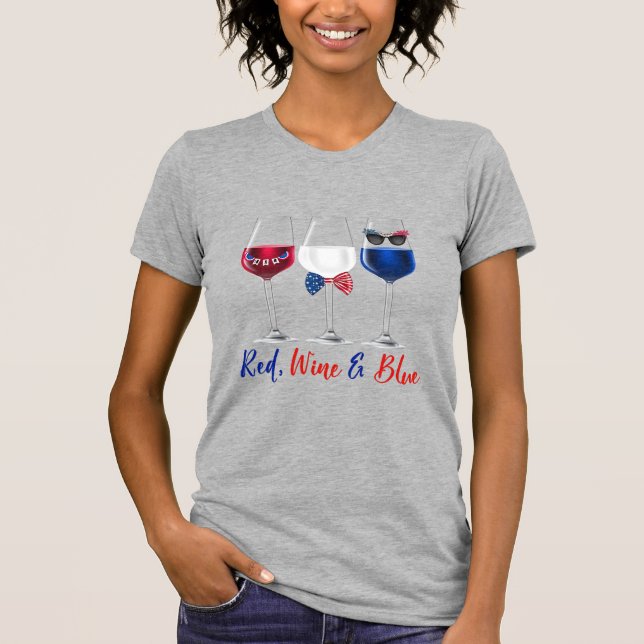 T-shirt Vin rouge Bleu 4 juillet fête de l'indépendance (Devant)