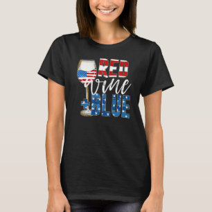 T-shirt Vin rouge Vin bleu américain 4 juillet patriotique