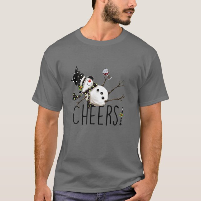 T-shirt Vin Tipsy Snowman Cheveux Vin Noël Vin Dragon (Devant)