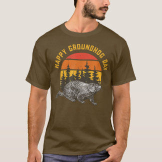 T-shirt Vinatage Happy Groundhog Day Funny Wood Chuck Holi
