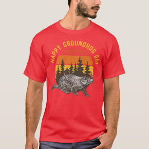 T-shirt Vinatage Joyeux Jour de la marmotte Drôle Bois Chu