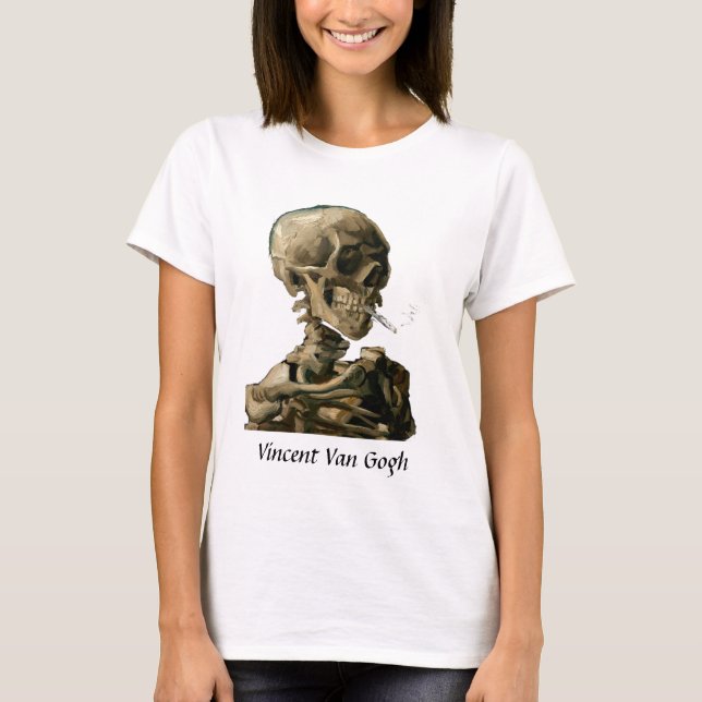 T-shirt Vincent van Gogh - Crâne avec cigarette brûlante (Devant)