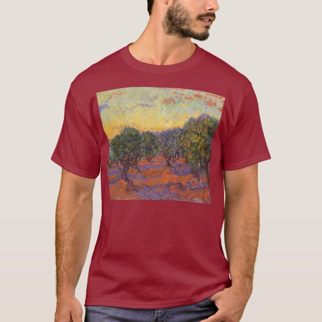 T-shirt Vincent van Gogh - Olive Grove, Orange Sky (Devant)
