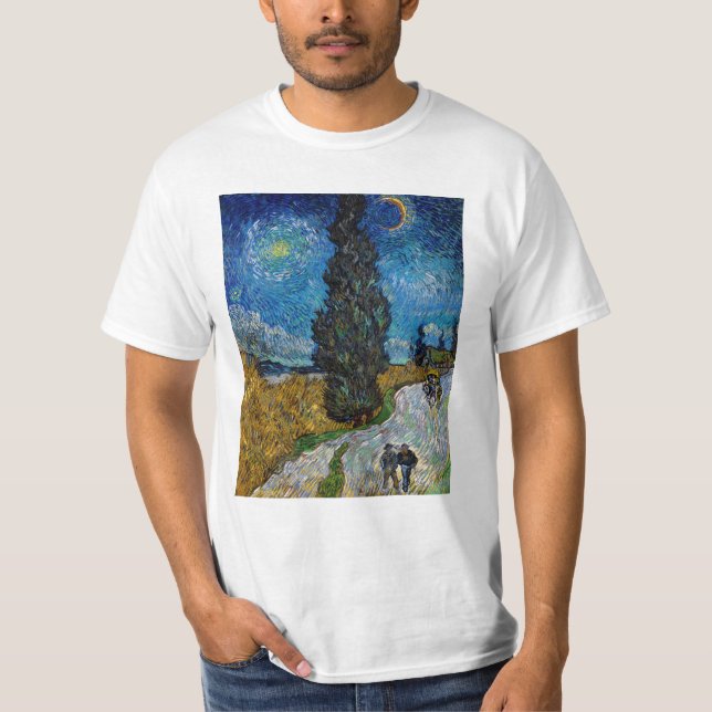 T-shirt Vincent van Gogh - Route avec Cypress et Star (Devant)