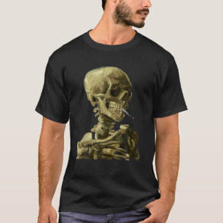 T-shirt Vincent Van Gogh Skull Smoking Cigarette Skeleton