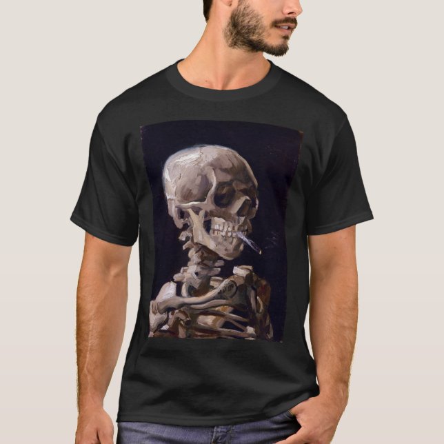 T-shirt Vincent Van Gogh - Skull with Burning Cigarette (n (Devant)