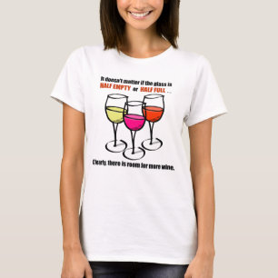 T-shirt Vins de caricature Verre mi-Vin vide Humour